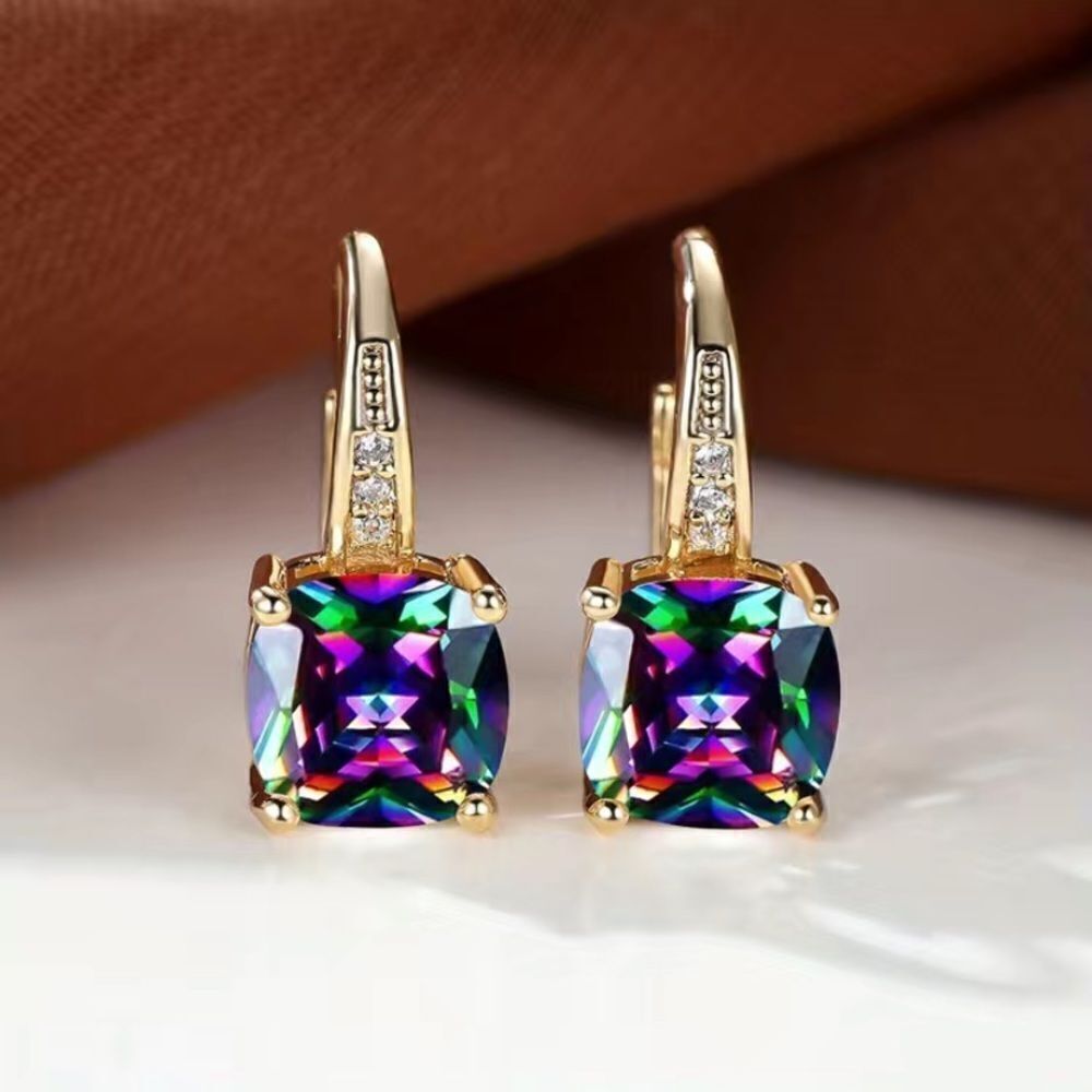 ✨✨🆕✨ Elegant Plated Purple Iridescent Simulated Gem Drop Earrings✨